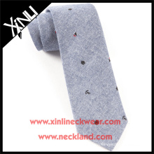 100% Cotton Ties with Mainsail Motif Chambray Skinny Tie